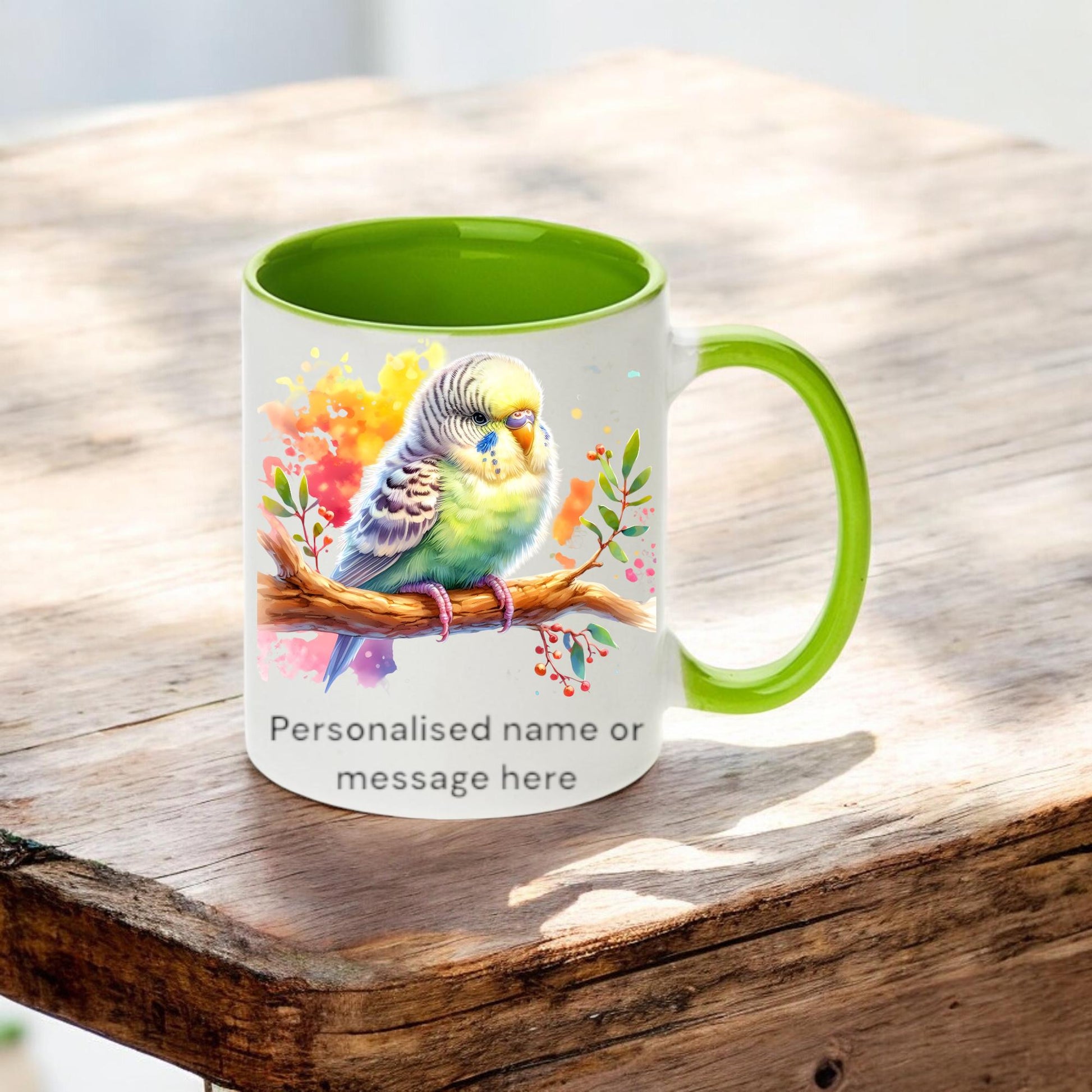 Personalised Budgie Mug – Custom Name Bird Lover Gift, Birthday Present, Animal & Insect Collection