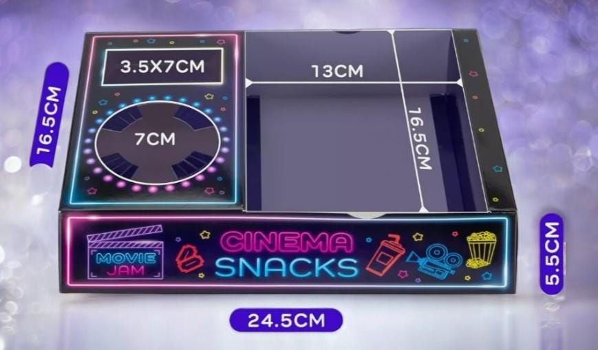 2x Movie Night Snack Box | Christmas Eve Treat Box | Reusable Cinema Snack Tray | Kids Gift Box | DIY Movie Hamper | Flat Pack