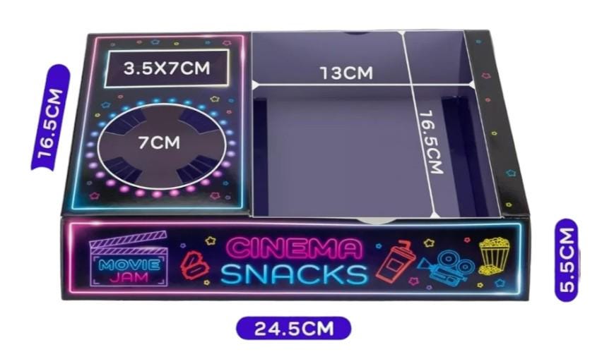 2x Movie Night Snack Box | Christmas Eve Treat Box | Reusable Cinema Snack Tray | Kids Gift Box | DIY Movie Hamper | Flat Pack