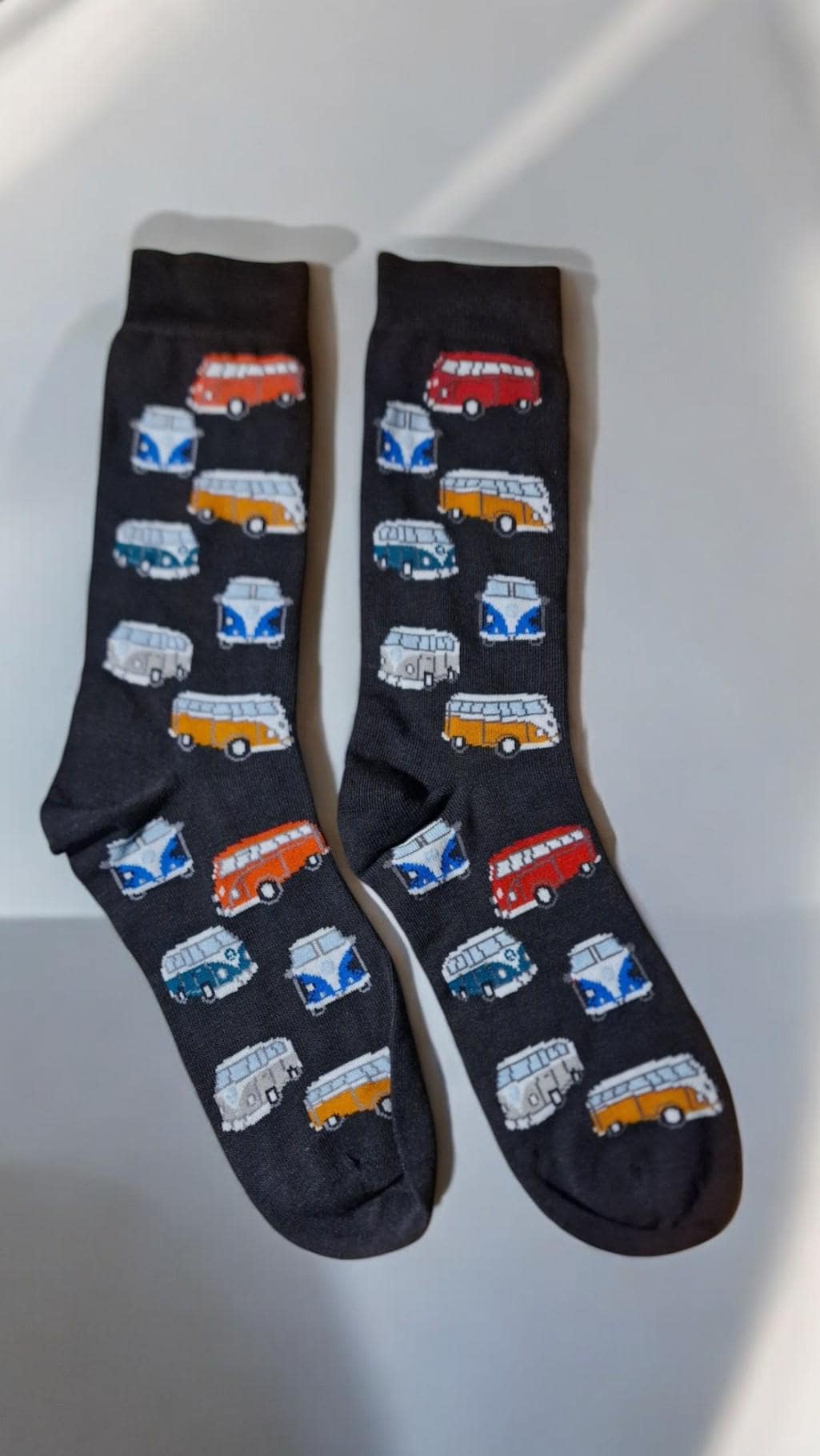 Campervan-themed socks in a retro motorhome gift box – unique travel gift for outdoor lovers, UK size 6–10