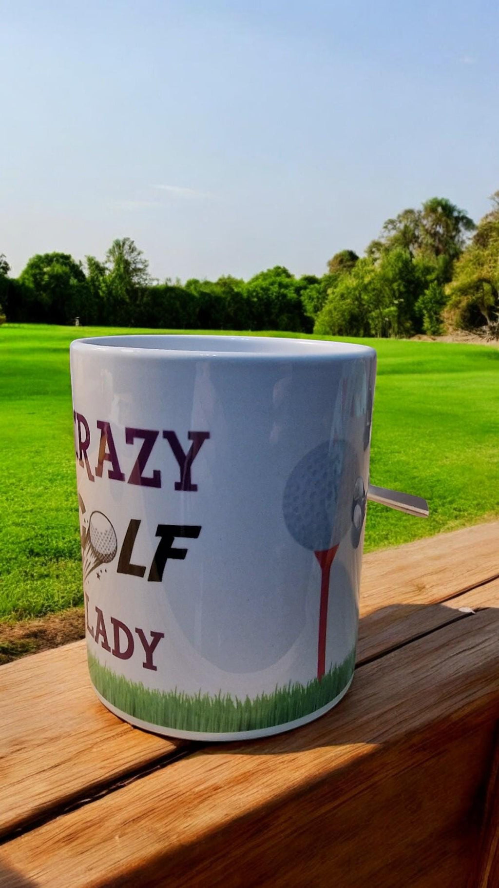 Crazy Golf Lady mug – high-gloss ceramic mug with fun golfing design for women, perfect golf gift