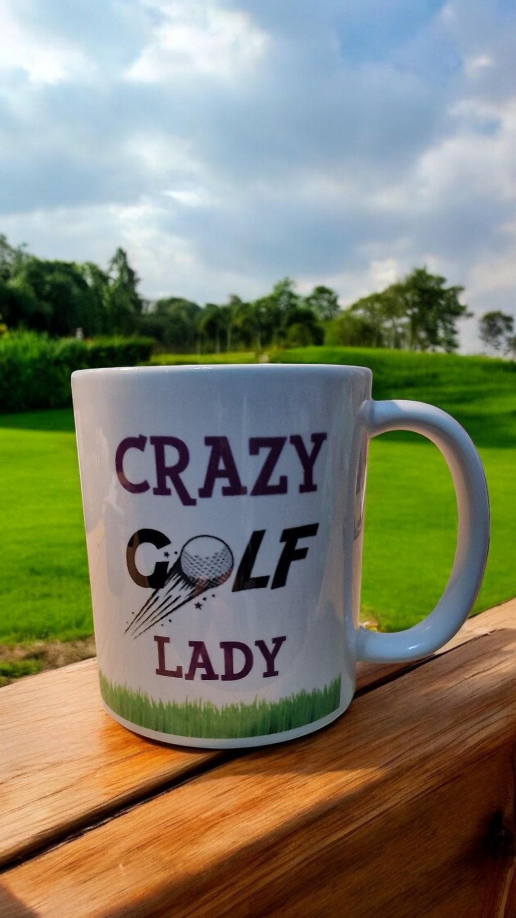 Crazy Golf Lady mug – high-gloss ceramic mug with fun golfing design for women, perfect golf gift