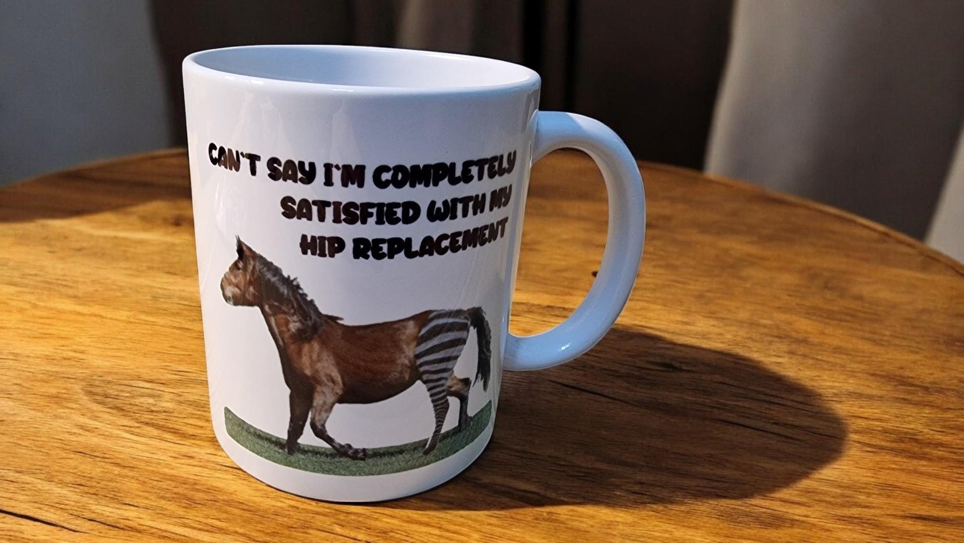 Get Well Soon Mug For Broken Hip & Surgery, Personalised Mug. funny gifts Horse and zebra leg