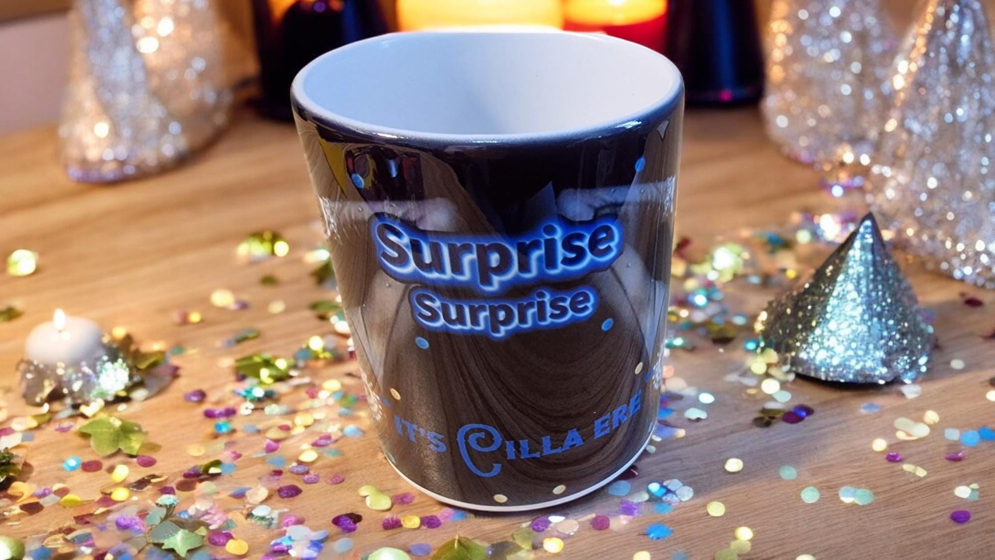 Surprise Surprise mug – high-gloss ceramic, fun gift for birthdays, celebrations, or Secret Santa