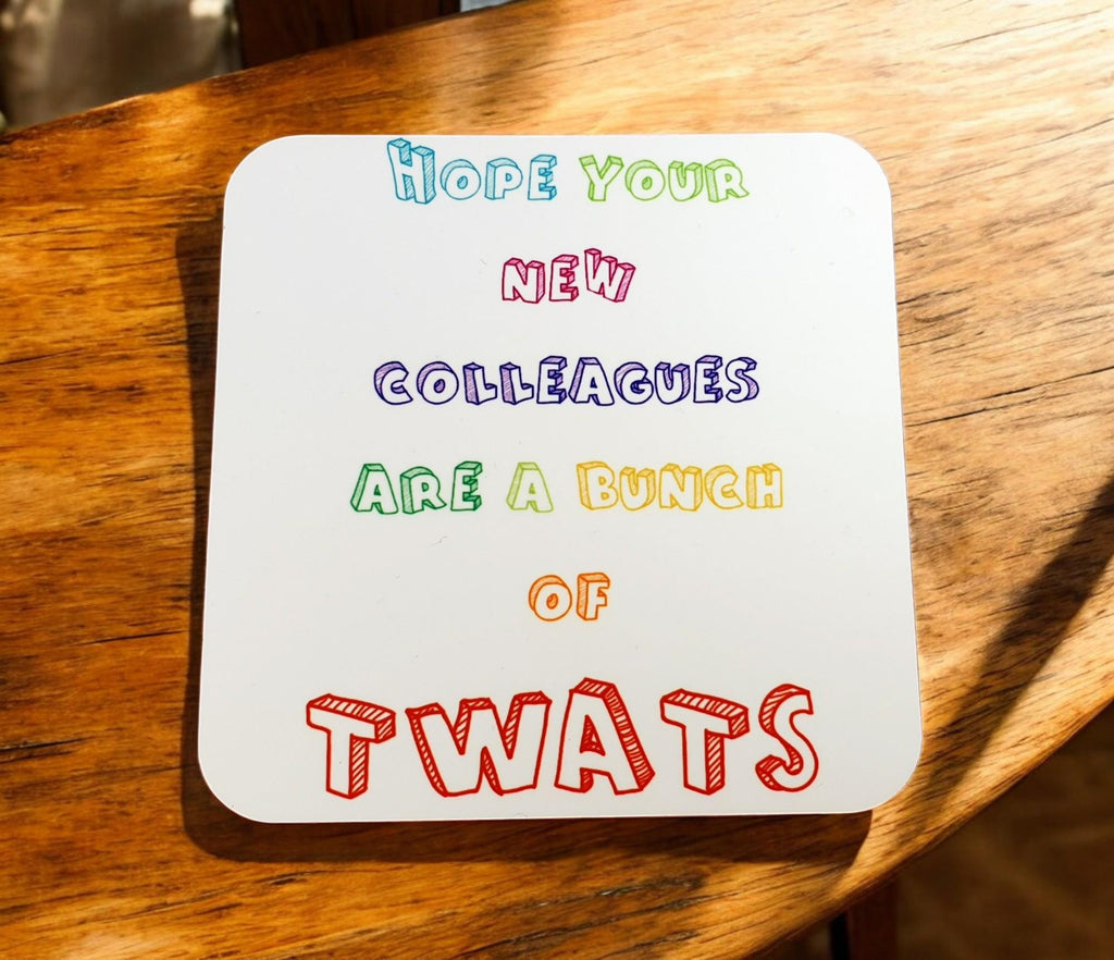 Funny “F* Off to Your New Job” traitor mug and optional coaster – cheeky office goodbye or leaving gift
