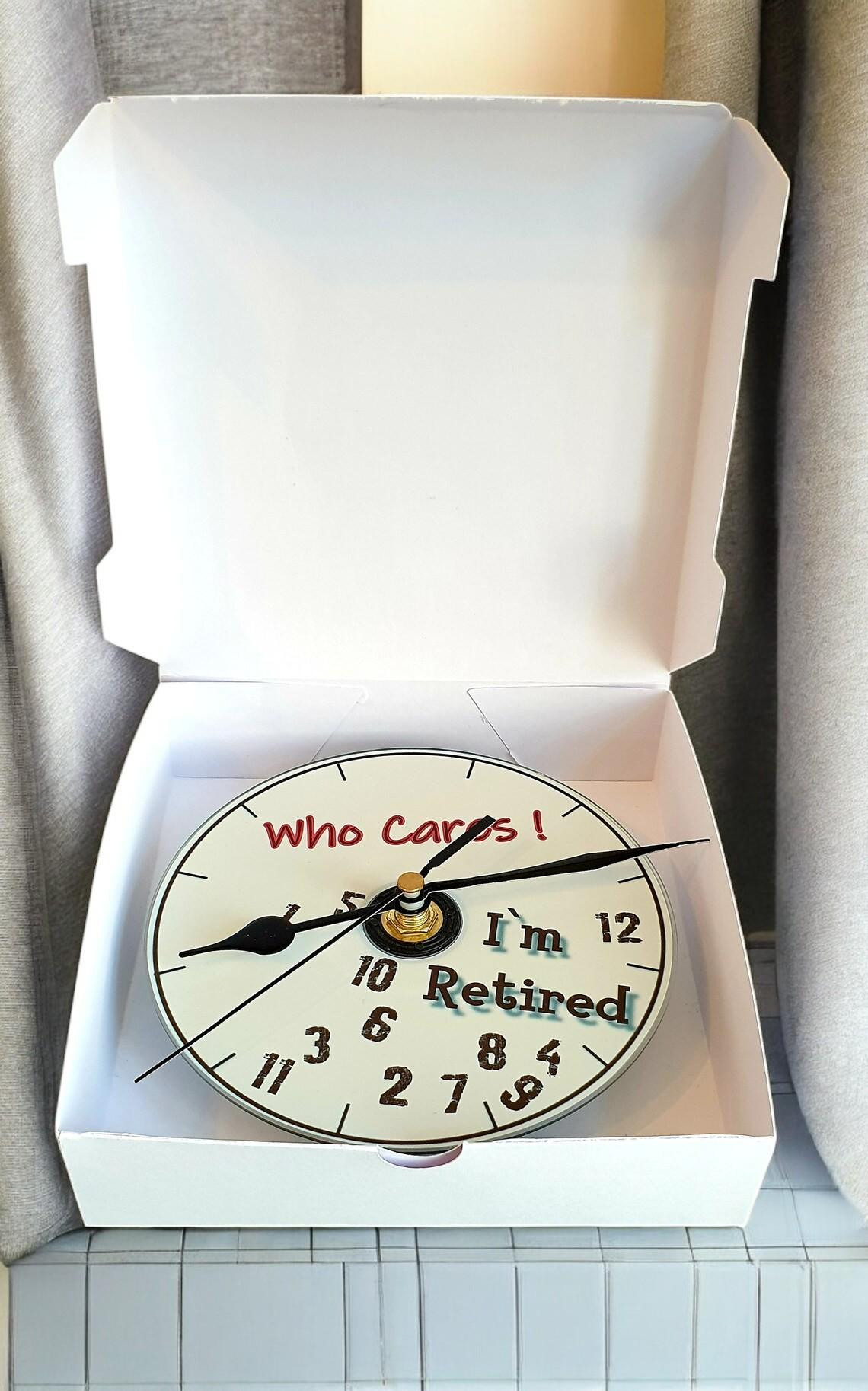 Retirement CD wall clock – unique upcycled clock, boxed gift for retirees