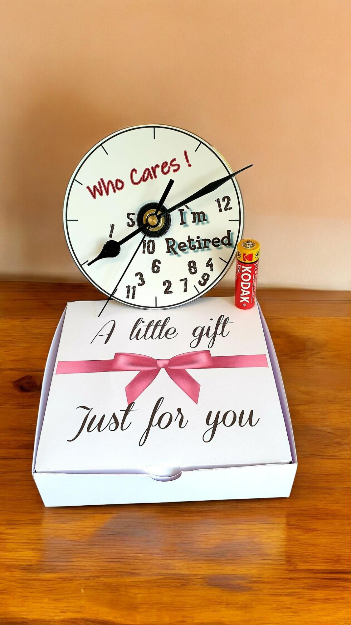 Retirement CD wall clock – unique upcycled clock, boxed gift for retirees