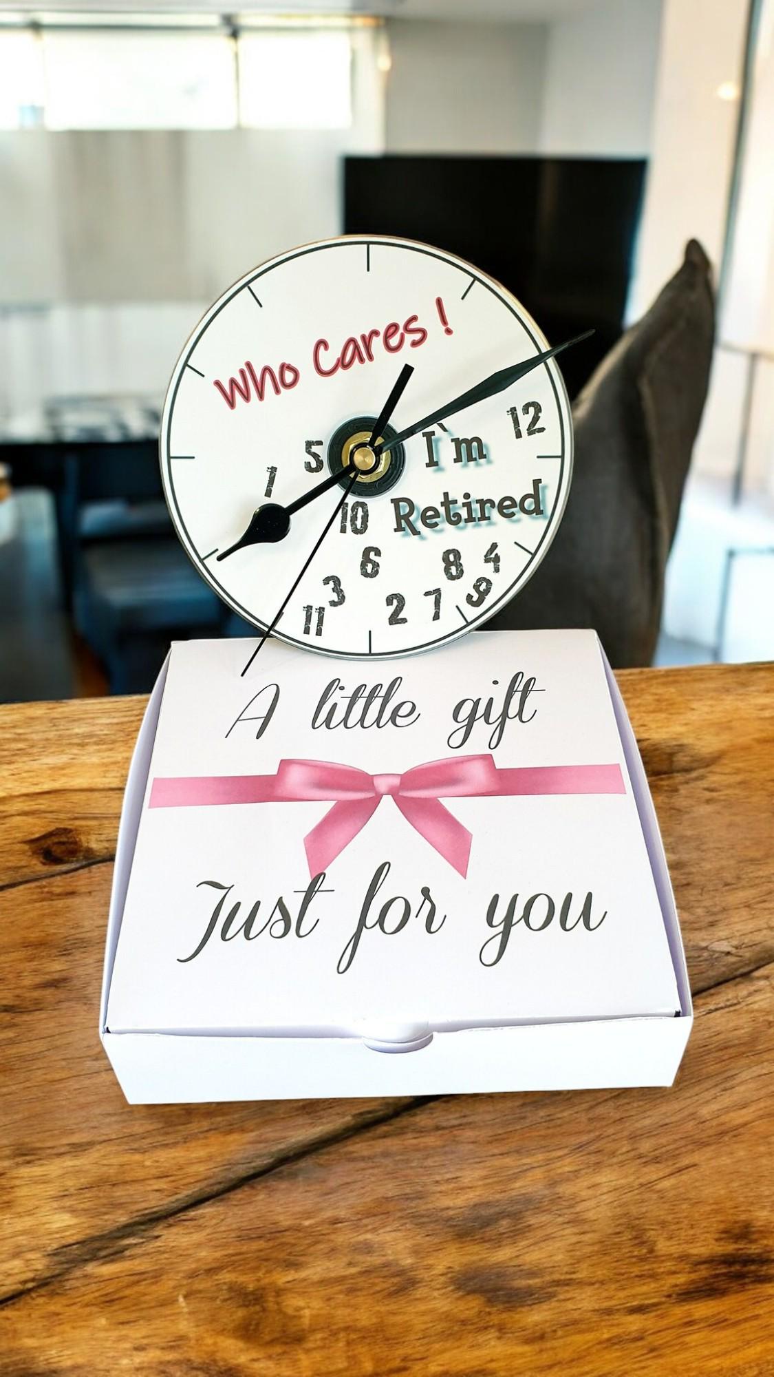 Retirement CD wall clock – unique upcycled clock, boxed gift for retirees