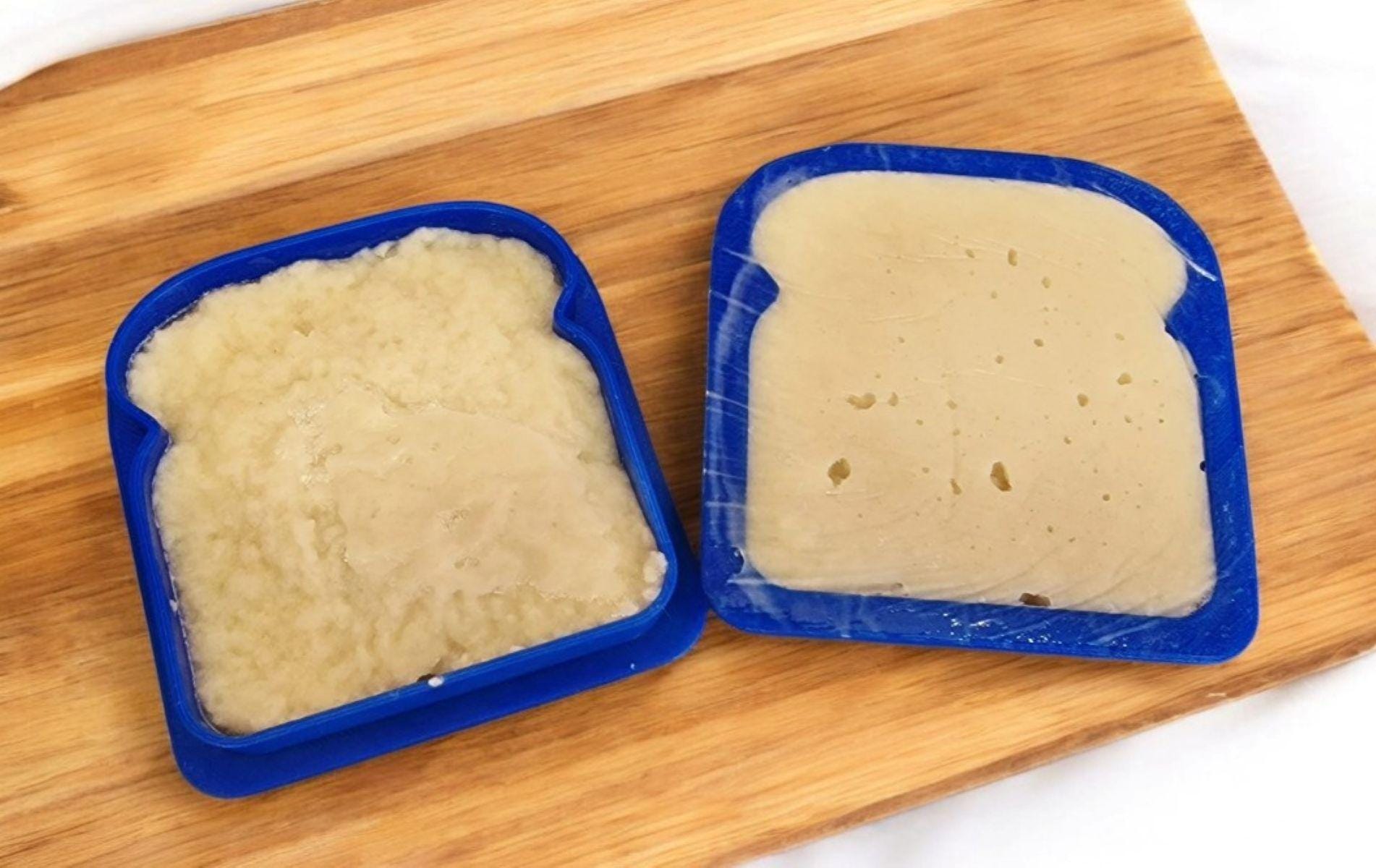 Puree food mold and bread sandwich set for dysphagia, displayed as a practical and thoughtful care gift.