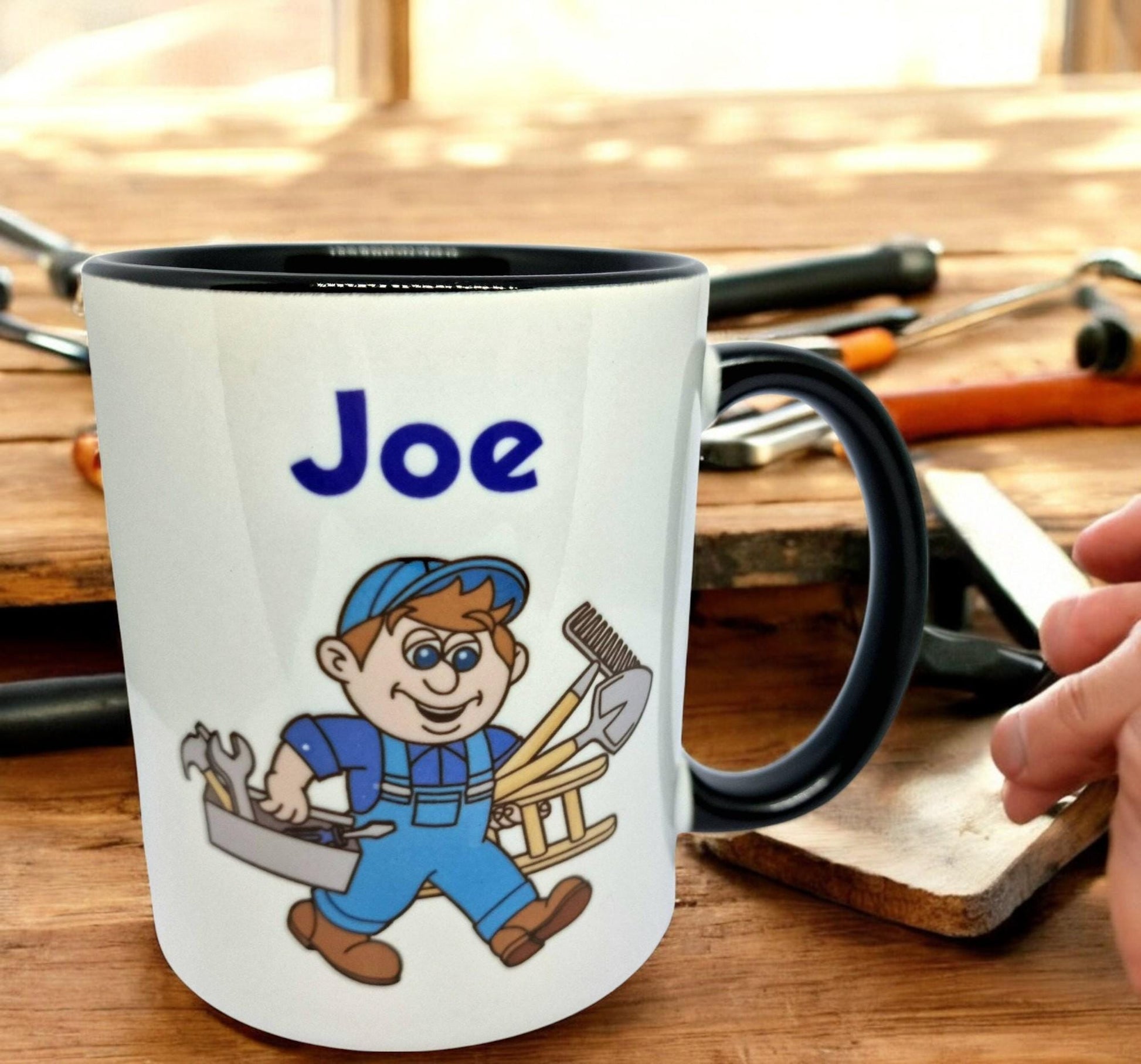 Personalised Maintenance Mug – Handy Man Gift, Choice of White or Black High Gloss, Custom Name
