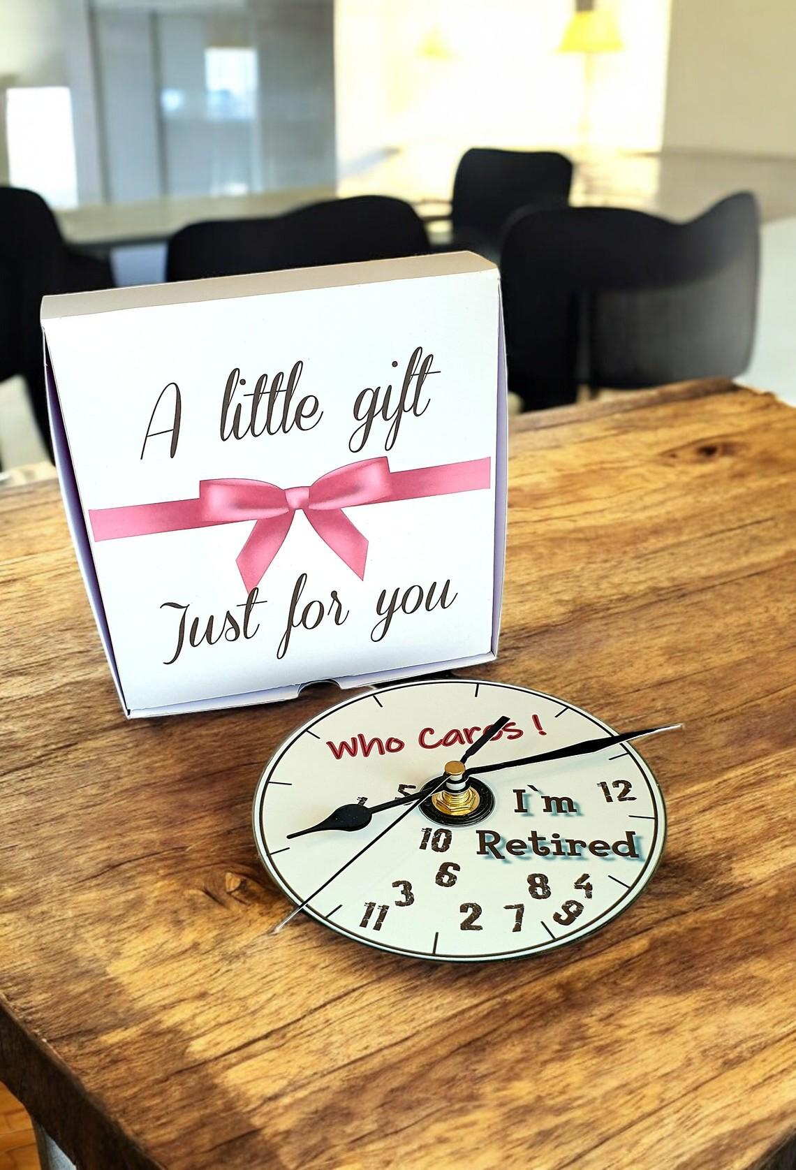 Retirement CD wall clock – unique upcycled clock, boxed gift for retirees