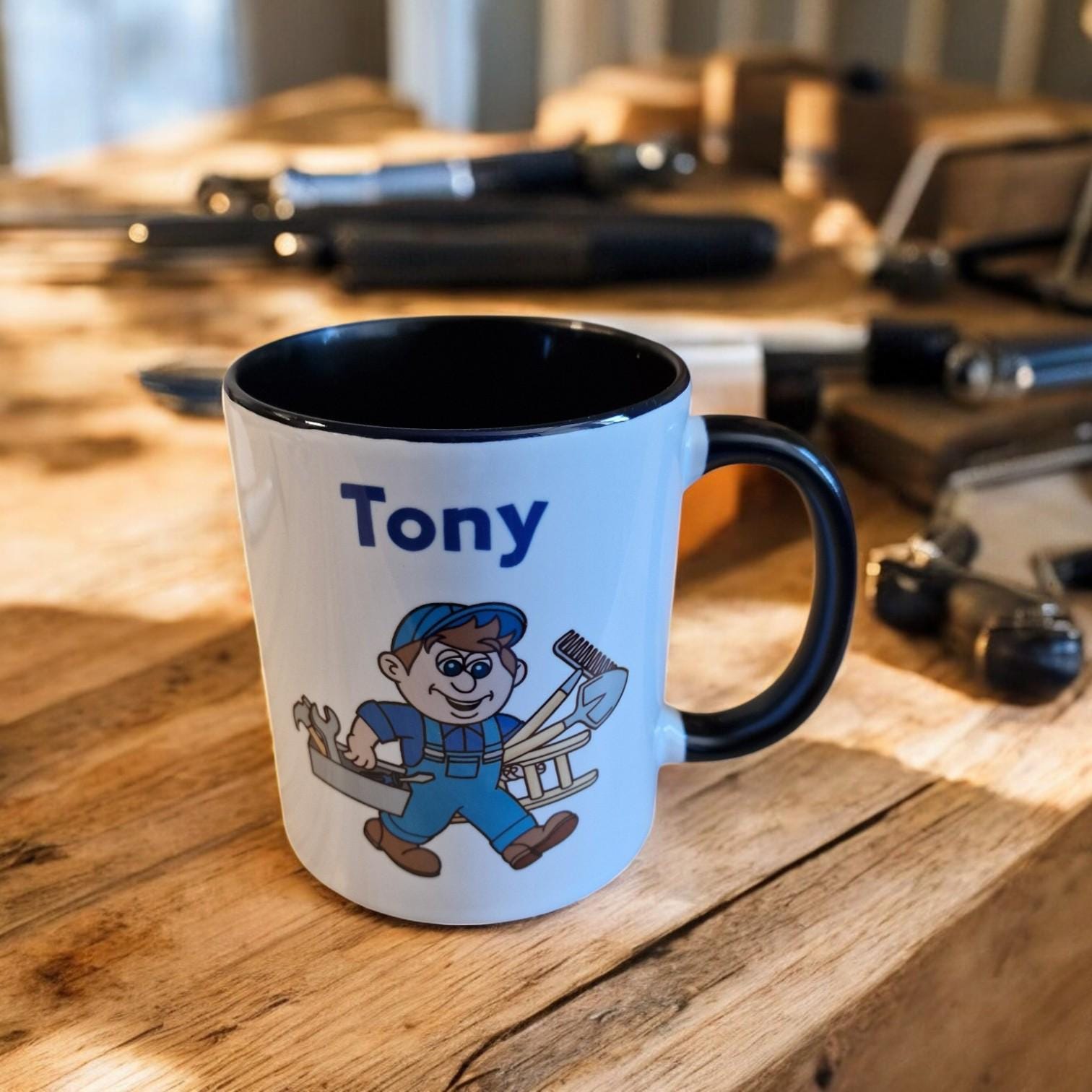 Personalised Maintenance Mug – Handy Man Gift, Choice of White or Black High Gloss, Custom Name