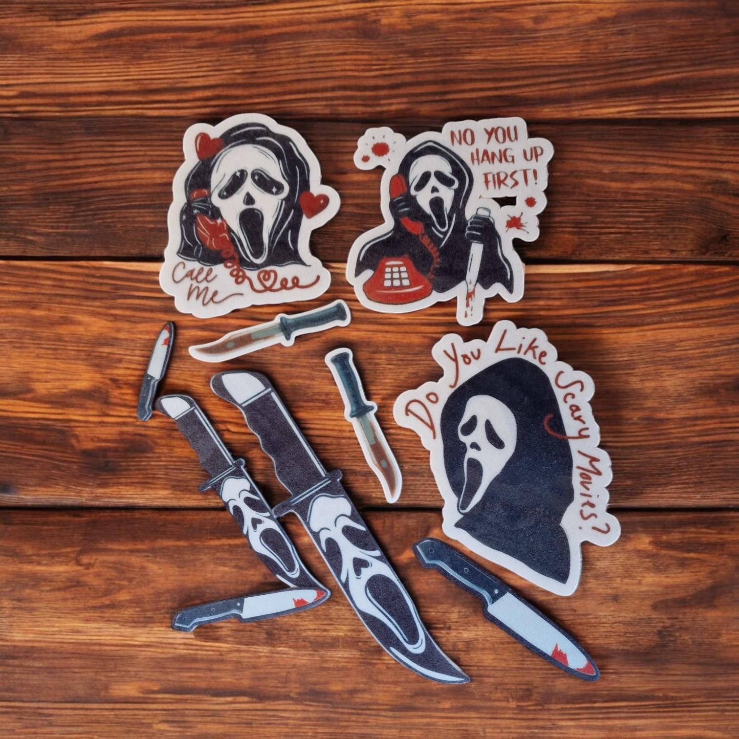 Halloween cake toppers, horror cake. EDIBLE pre cut cupcake decorations party. Have a killer birthday. What's your favourite movie.