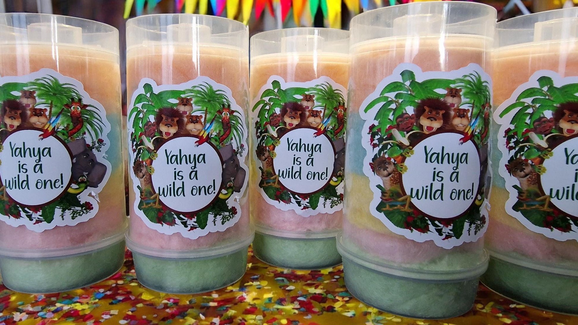 Childrens or Adults Candy Floss push pops X10 Personalised. Fairground party