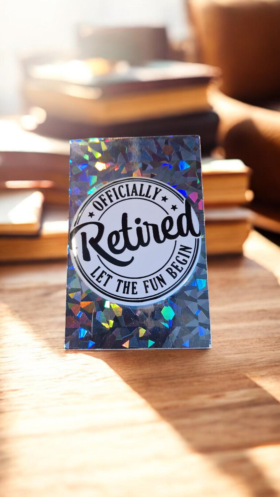 Funny retirement gift badge, bottle opener, and fridge magnet – cheeky novelty party favour for retirees