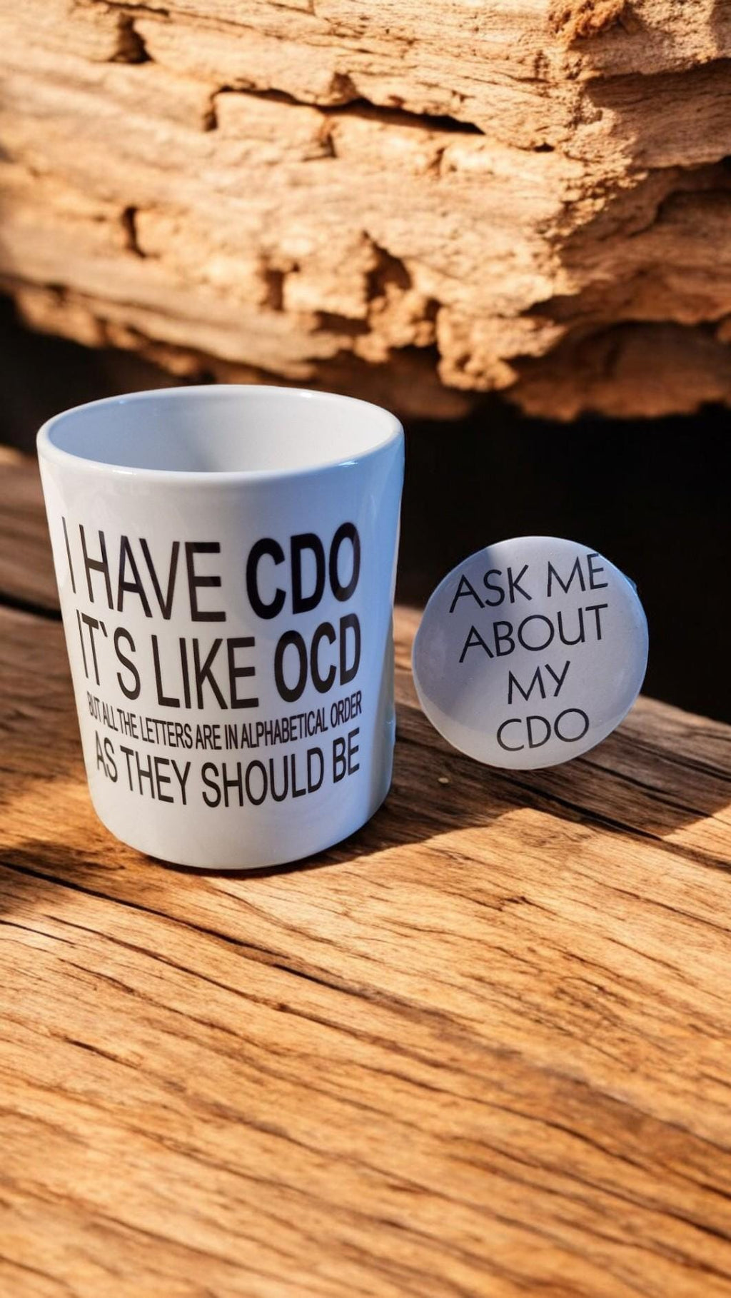 OCD mug | Funny gifts | Secret santa | Fun | Prank mug with free badge