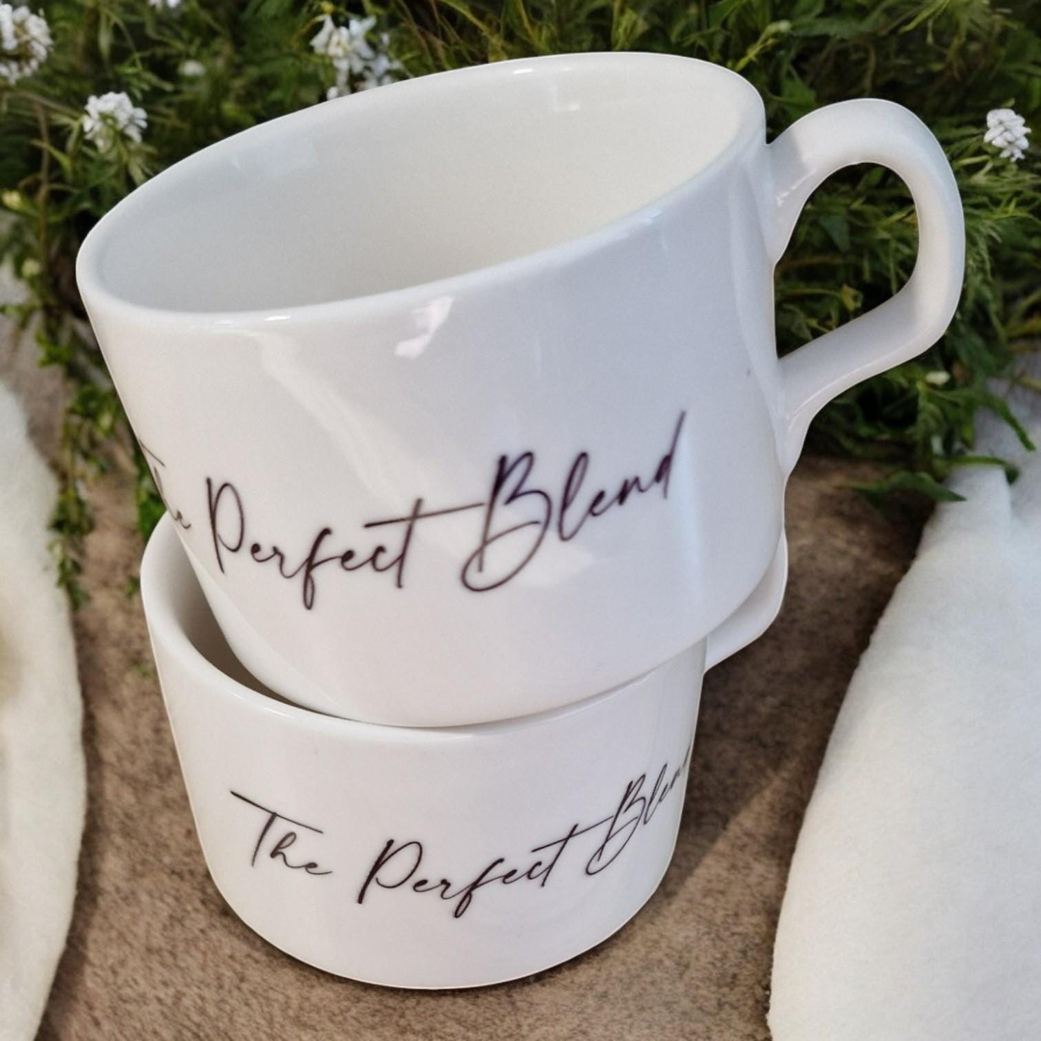 Personalised Zawj & Zawjah Islamic couple teacup set – custom name 3-piece ceramic gift with calligraphy, saucer, and spoon