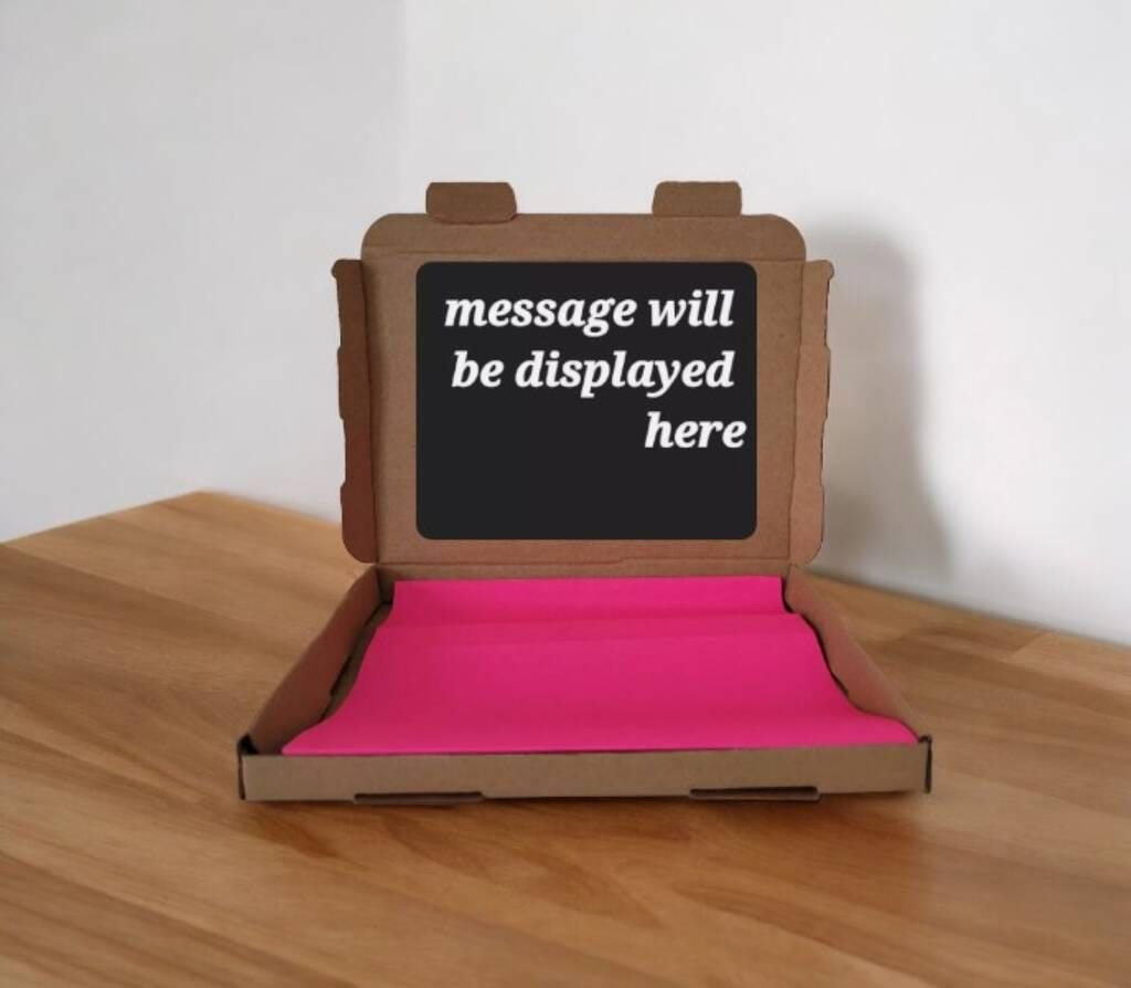 Box of personalised chocolate chip cookies with colourful edible toppers and sprinkles – get well soon pick me up gift