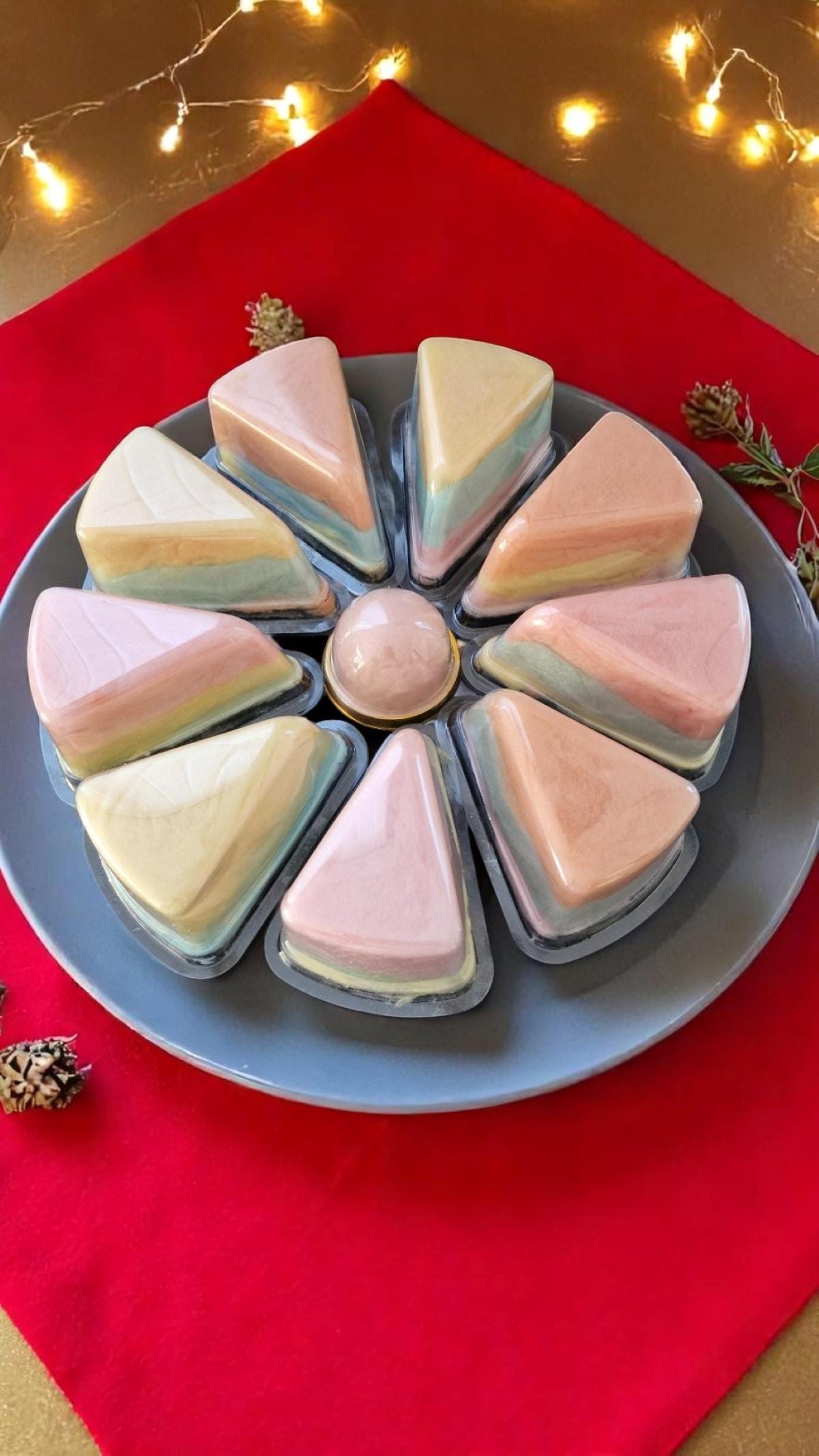 Candy Floss Celebration Cake – 10 Individual Flavoured Wedges with Centre Dome – Birthday, Baby Shower, Wedding, Party Treat