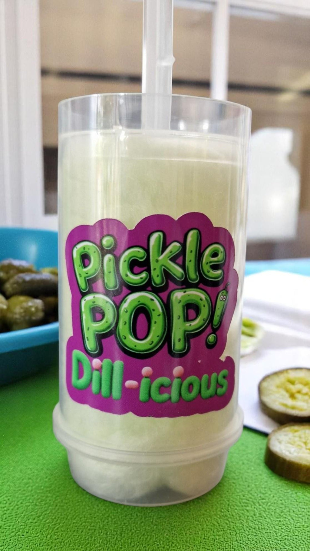 Pickle Flavoured Candy Floss Push Pops –Set of 10 | Dill-icious Cotton Candy | Party Favors | Handmade in UK Fairground Treat | TikTok Trend