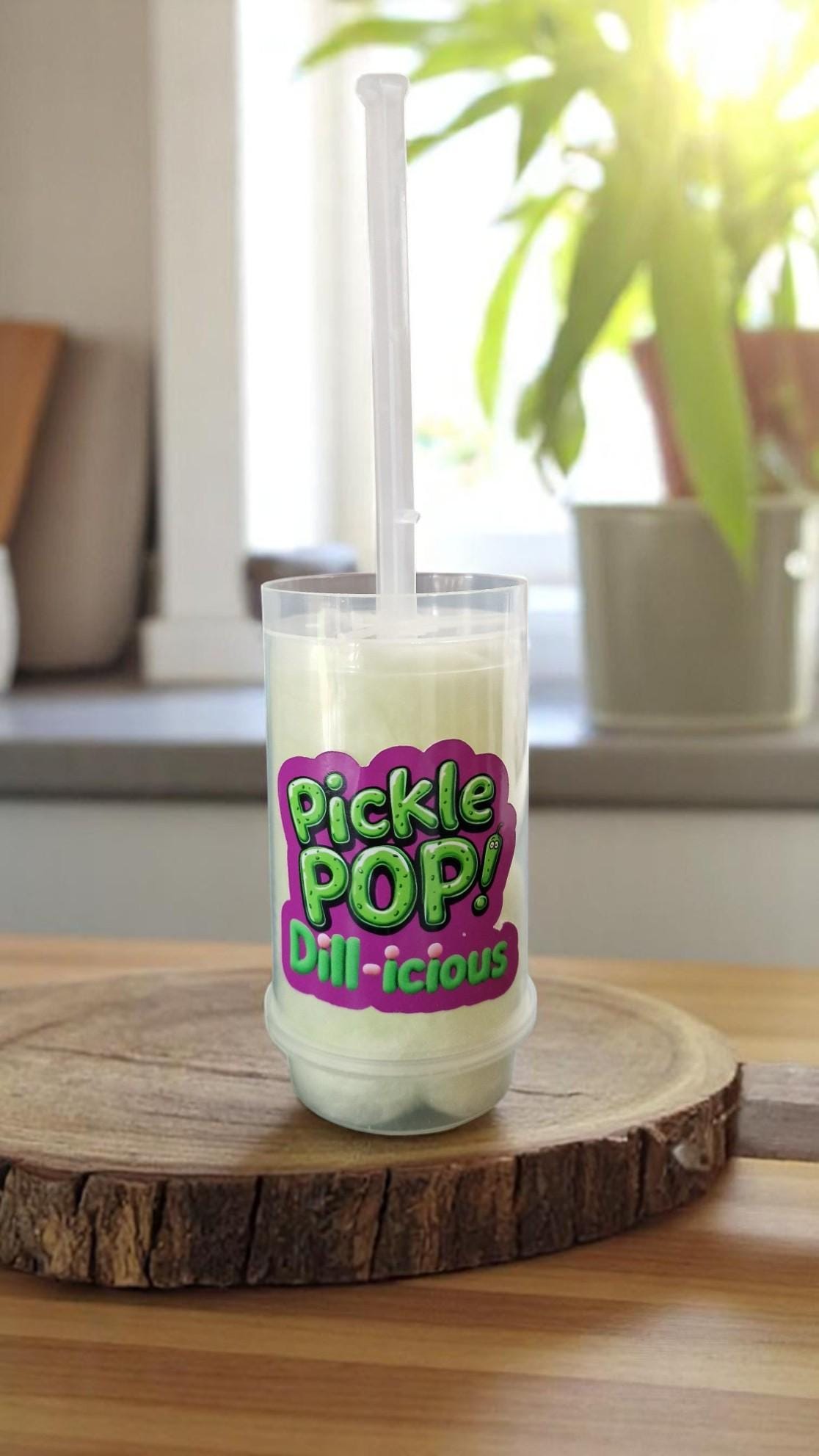 Pickle Flavoured Candy Floss Push Pops –Set of 10 | Dill-icious Cotton Candy | Party Favors | Handmade in UK Fairground Treat | TikTok Trend