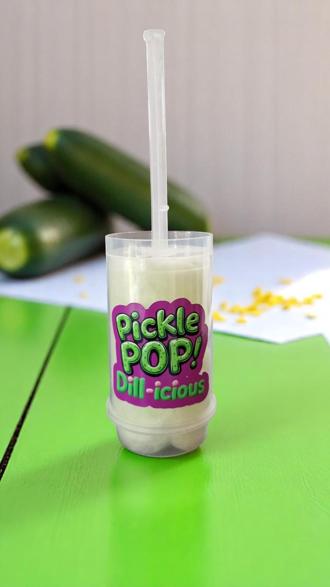 Pickle Flavoured Candy Floss Push Pops –Set of 10 | Dill-icious Cotton Candy | Party Favors | Handmade in UK Fairground Treat | TikTok Trend