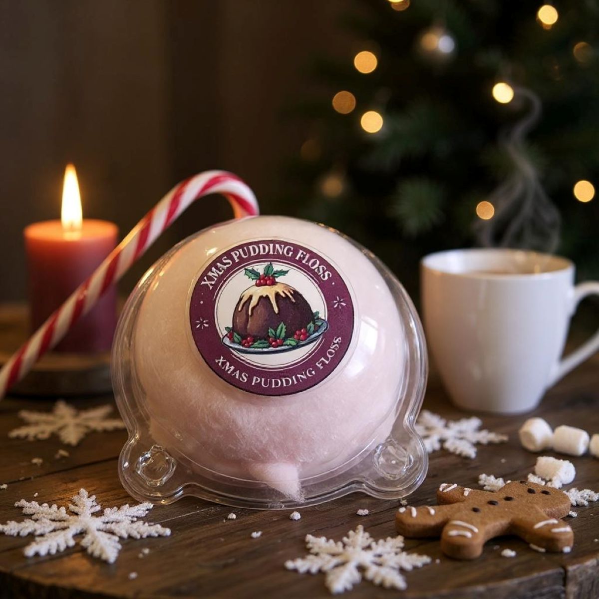 Christmas Pudding Candy Floss – Cupcake Style