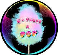 A circular graphic featuring a colorful, fluffy cloud-like shape in pink, blue, and yellow tones, with the text 'K-C Closs & Pop' in stylized pink lettering, set against a black background with a rainbow gradient ring.