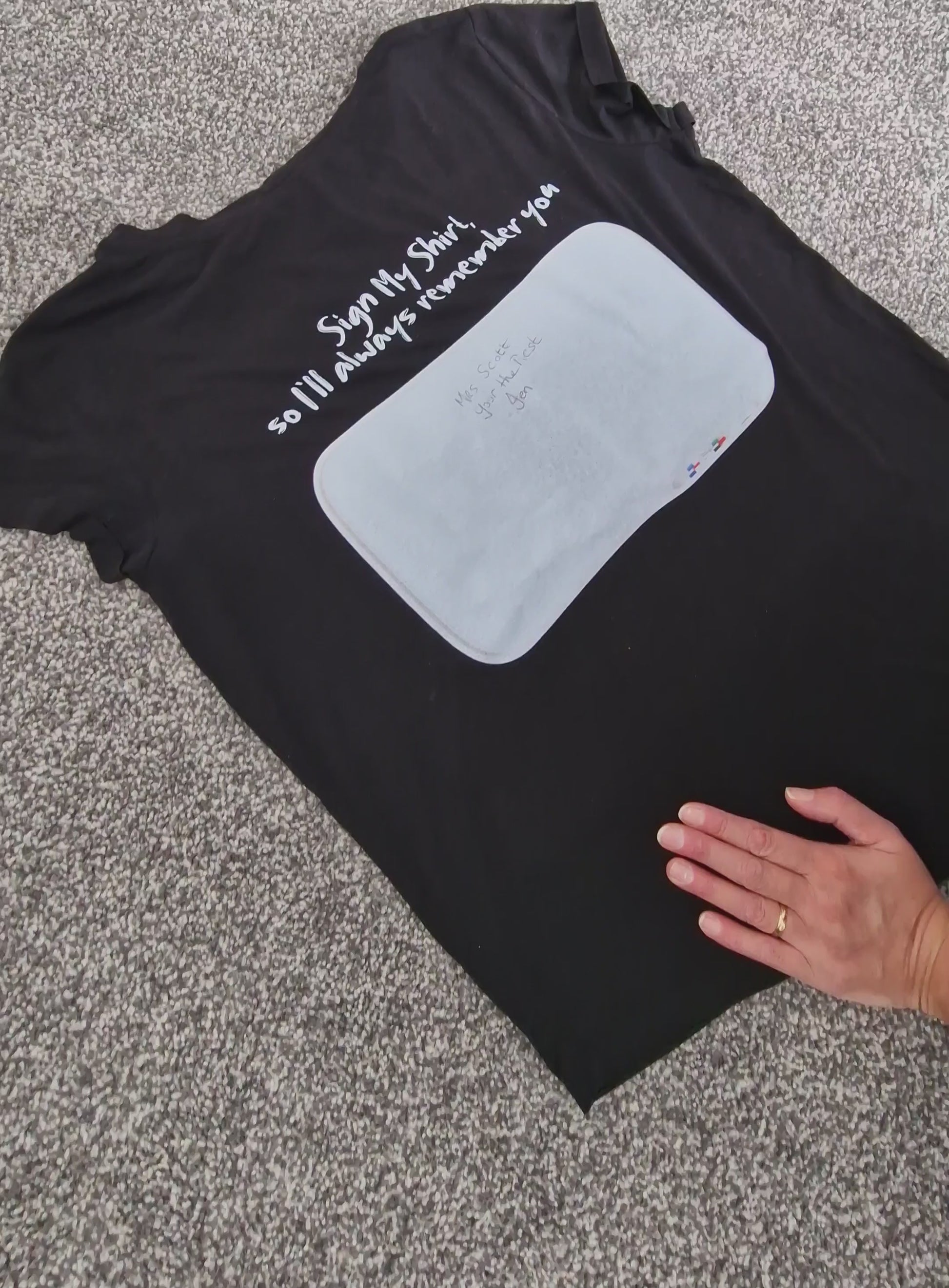 Sign My Shirt – Funny Teacher Gift | Personalised Leavers T-Shirt | End of School Memory Shirt + FREE Pen