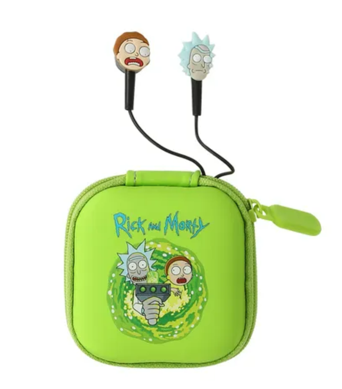 Rick and Morty Wired Earbuds – Shockproof, Water-Resistant Case, Official Collectible