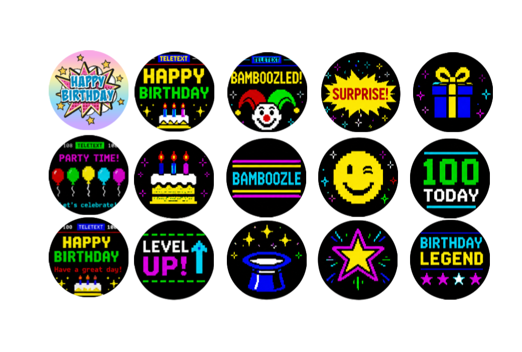 Teletext & Bamboozle Inspired Edible Cupcake Toppers – 15 Pre-Cut Wafer Circles