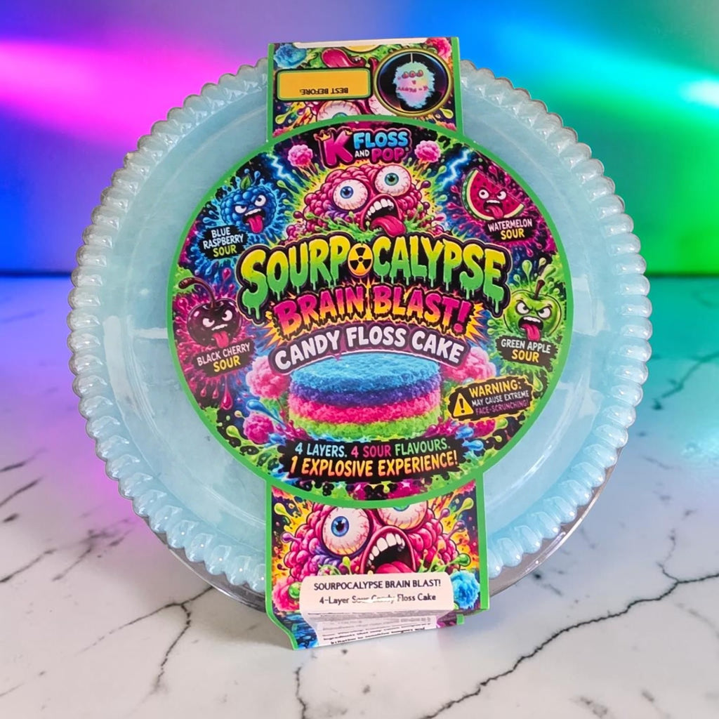 Sourpocalypse Brain Blast™ | Sweet & Sour Candy Floss Cake | 8 Inch