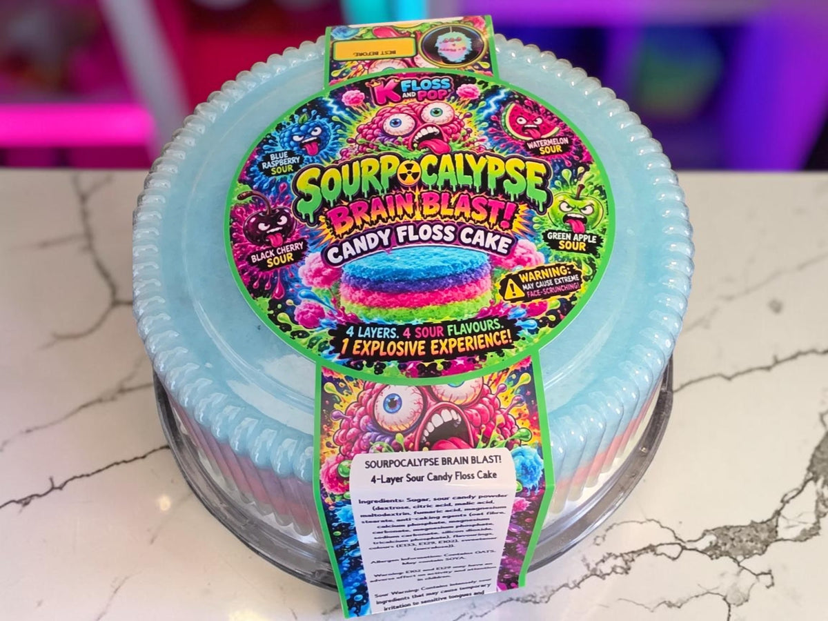 Sourpocalypse Brain Blast™ | Sweet & Sour Candy Floss Cake | 8 Inch