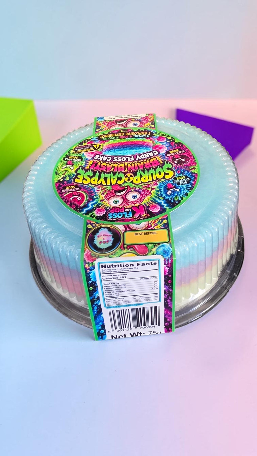 Sourpocalypse Brain Blast™ | Sweet & Sour Candy Floss Cake | 8 Inch
