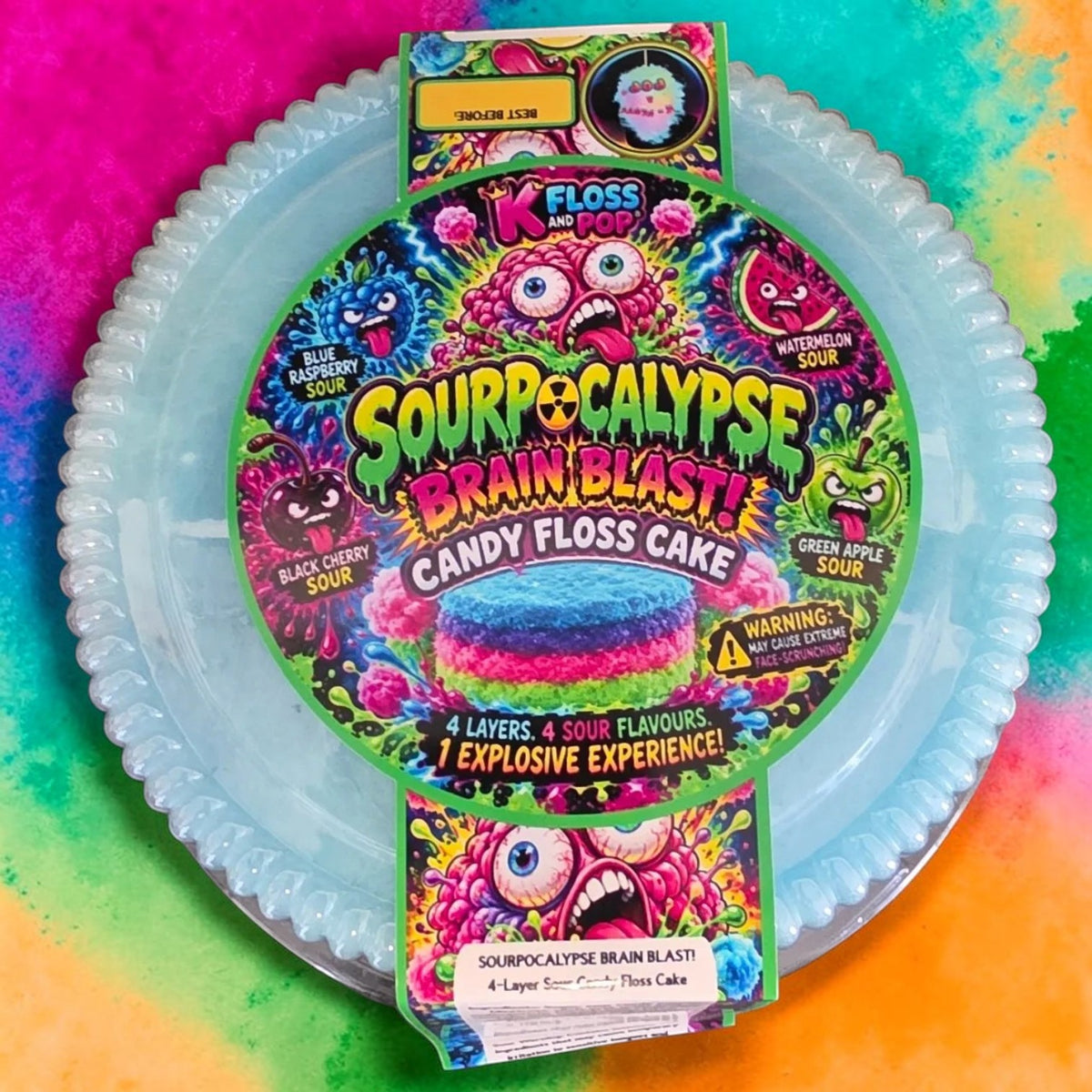 Sourpocalypse Brain Blast™ | Sweet & Sour Candy Floss Cake | 8 Inch