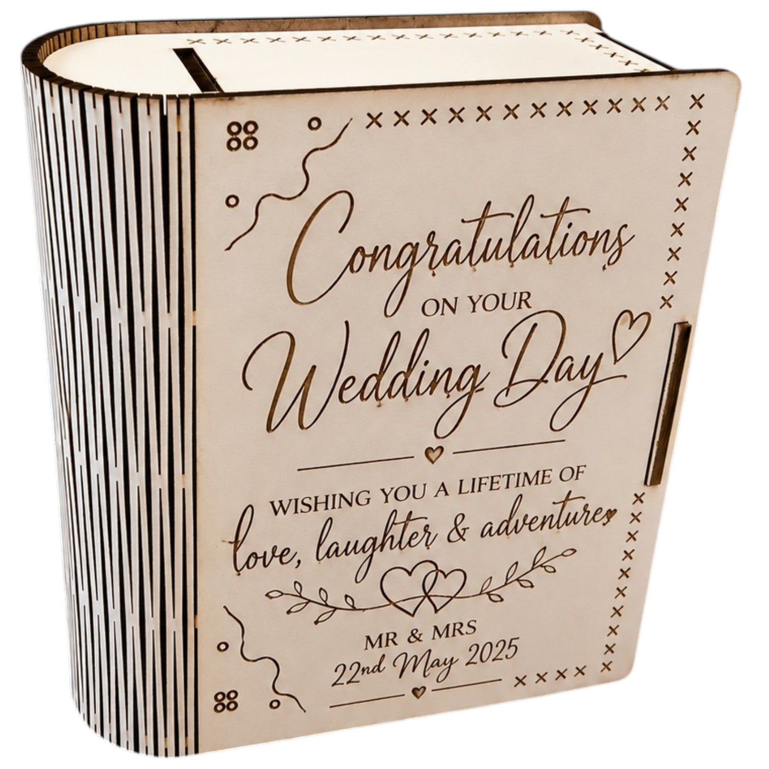 Personalised Wooden Secret Book Box | Wedding Keepsake Box | Hidden Ring Box | Handmade by K Floss and Pop®