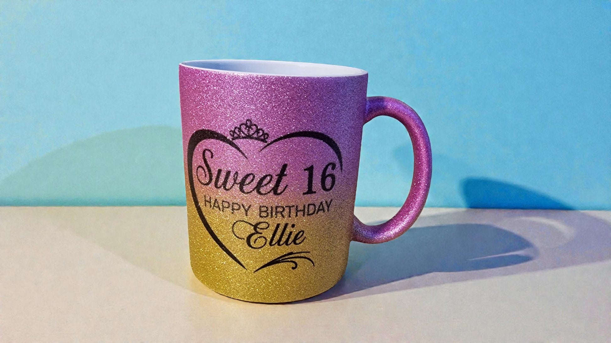 Personalised Sweet 16 Glitter Mug 