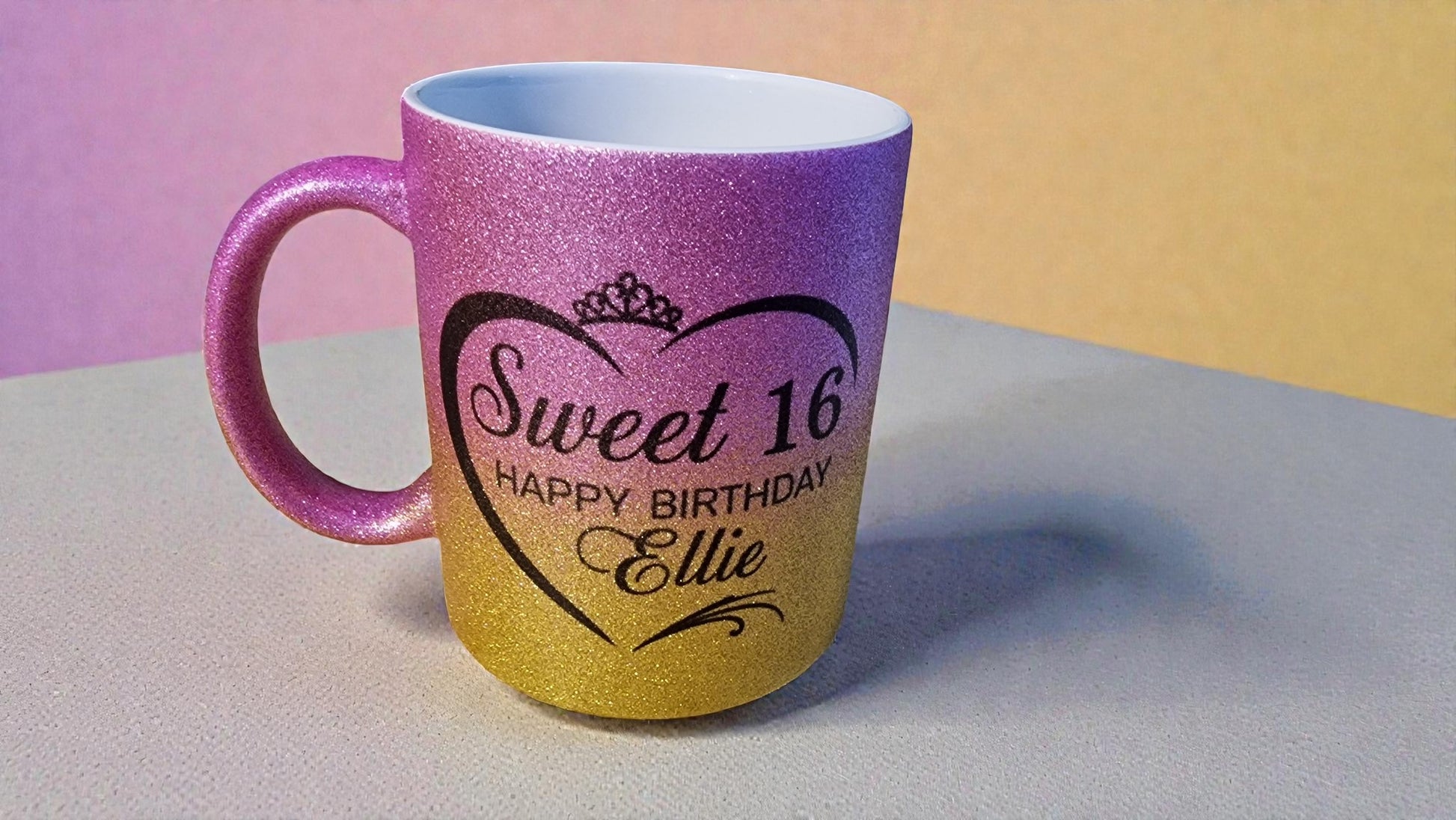 Personalised Sweet 16 Glitter Mug 
