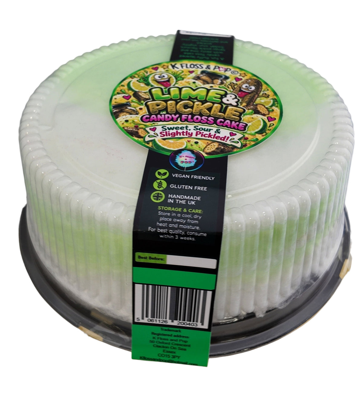 Lime & Pickle Candy Floss Cake – 8" Vegan & Gluten Free Novelty Cake