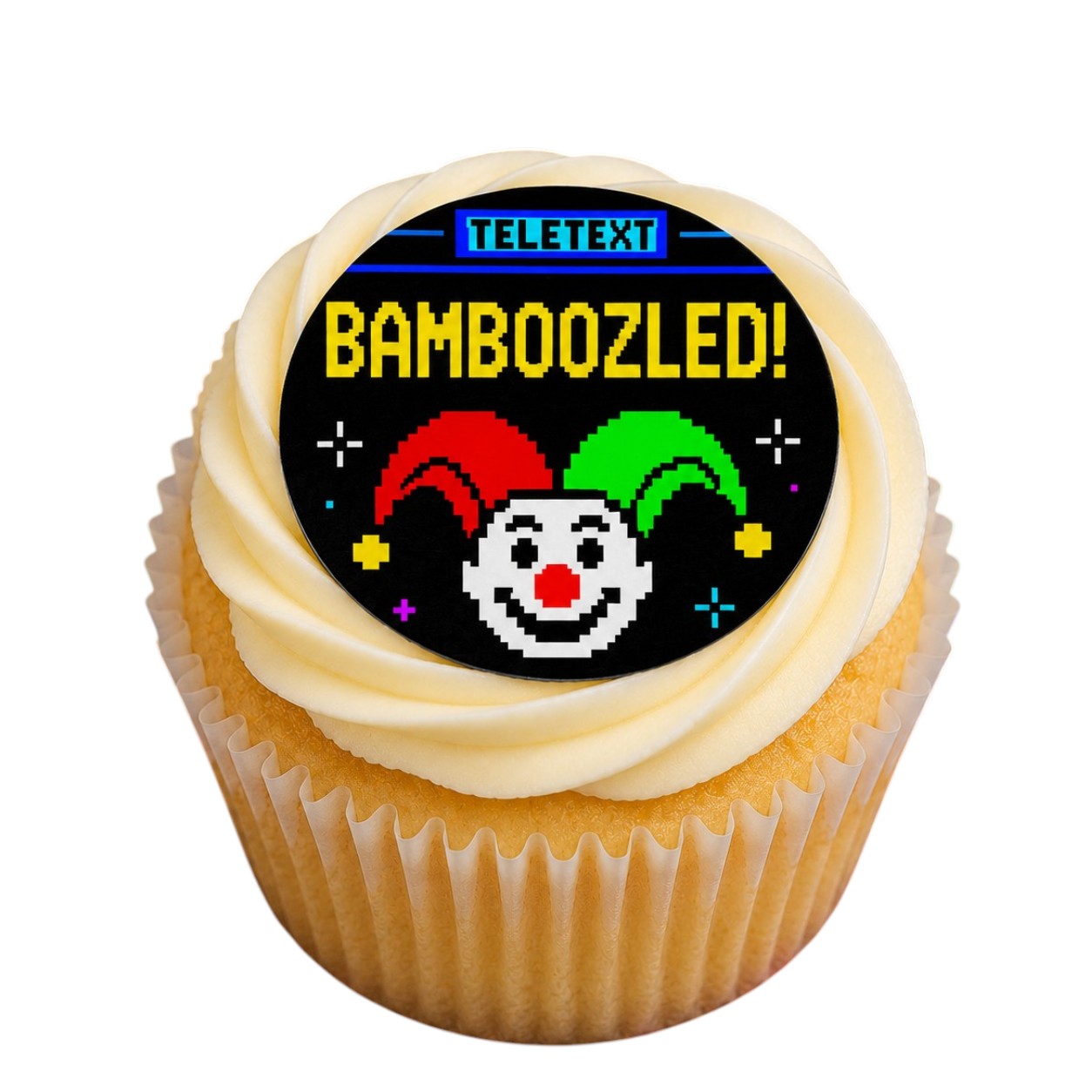 Teletext & Bamboozle Inspired Edible Cupcake Toppers – 15 Pre-Cut Wafer Circles