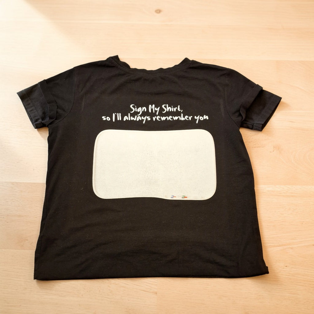 Sign My Shirt – Funny Teacher Gift | Personalised Leavers T-Shirt | End of School Memory Shirt + FREE Pen