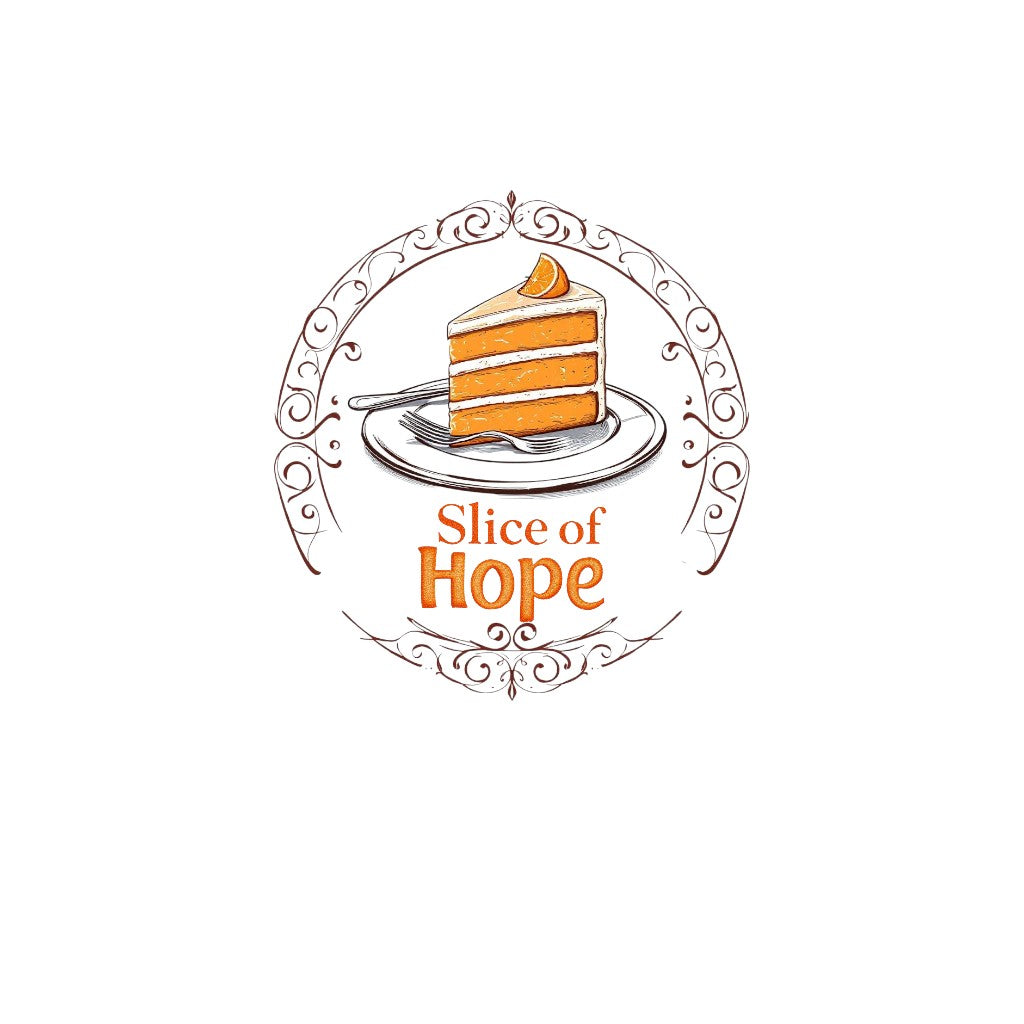 Logo of 'Slice of Hope' with a slice of cake on a white background