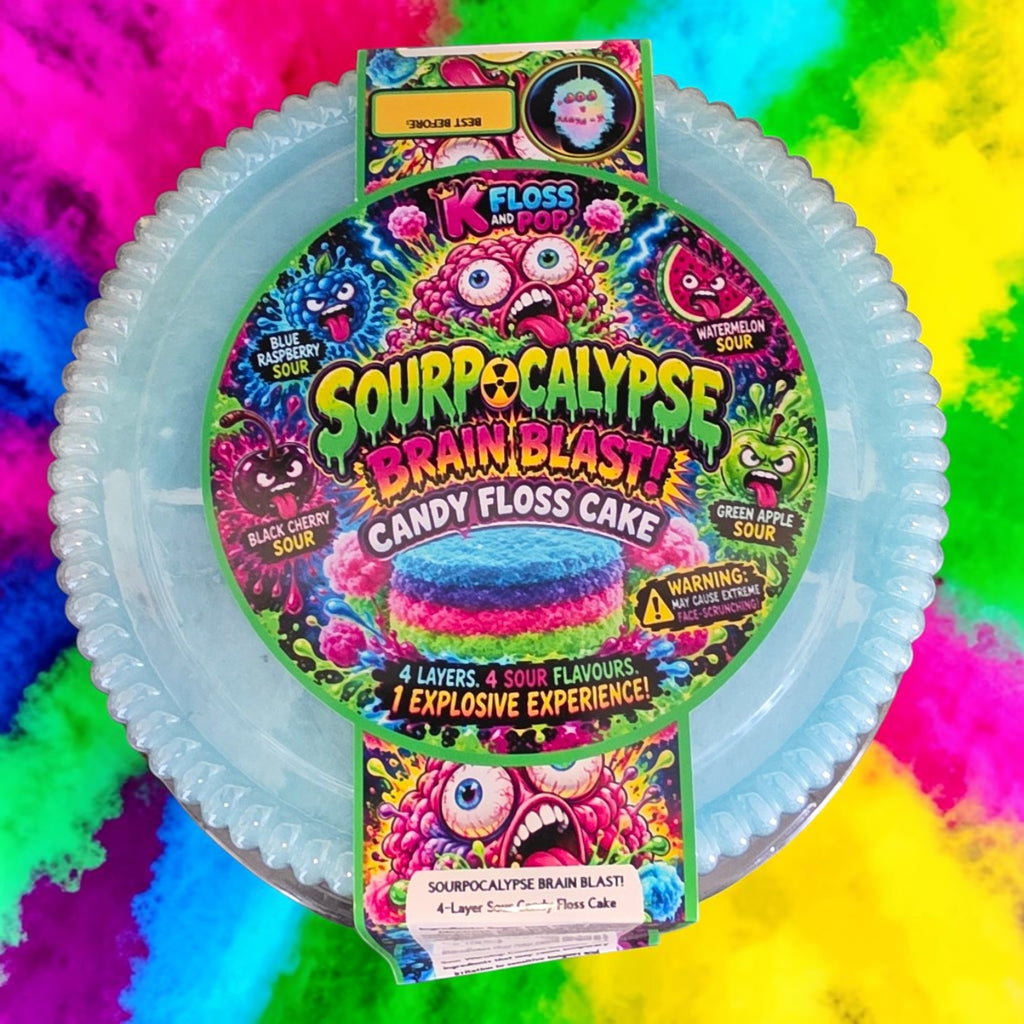 Sourpocalypse Brain Blast™ | Sweet & Sour Candy Floss Cake | 8 Inch