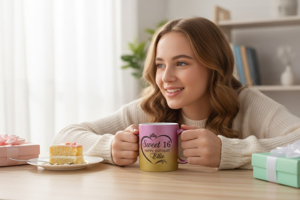 Personalised Sweet 16 Glitter Mug 